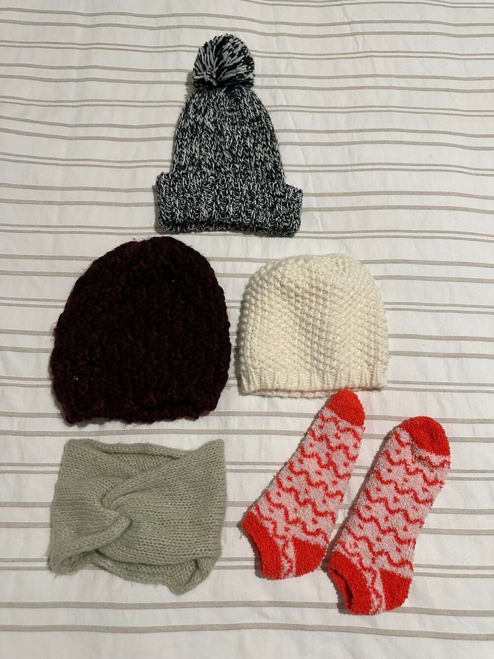 Wooden Ships & Old Navy Winter Accessories Bundle Beanie Hats Headband Socks